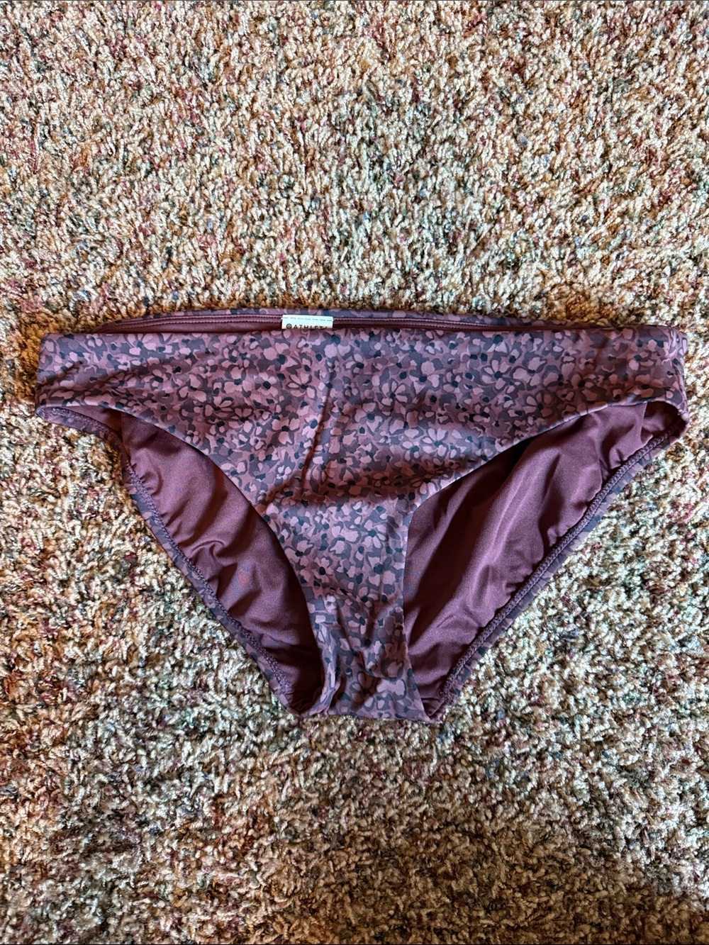 Athleta Brown Black Floral-Print Bikini Bottoms